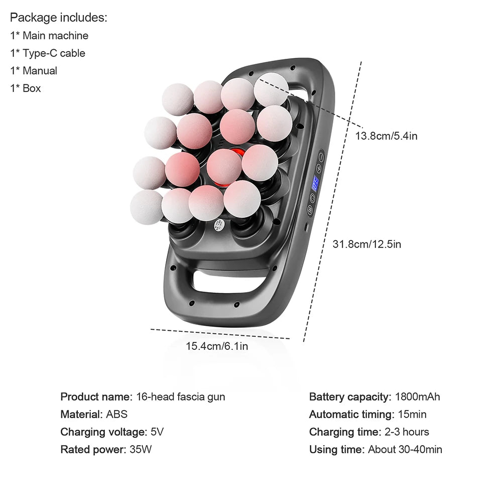 16-Head Deep Tissue Fascia Gun