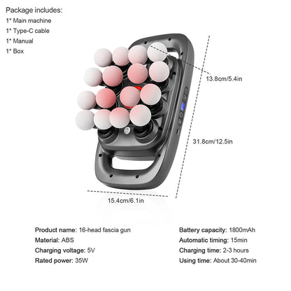 16-Head Deep Tissue Fascia Gun